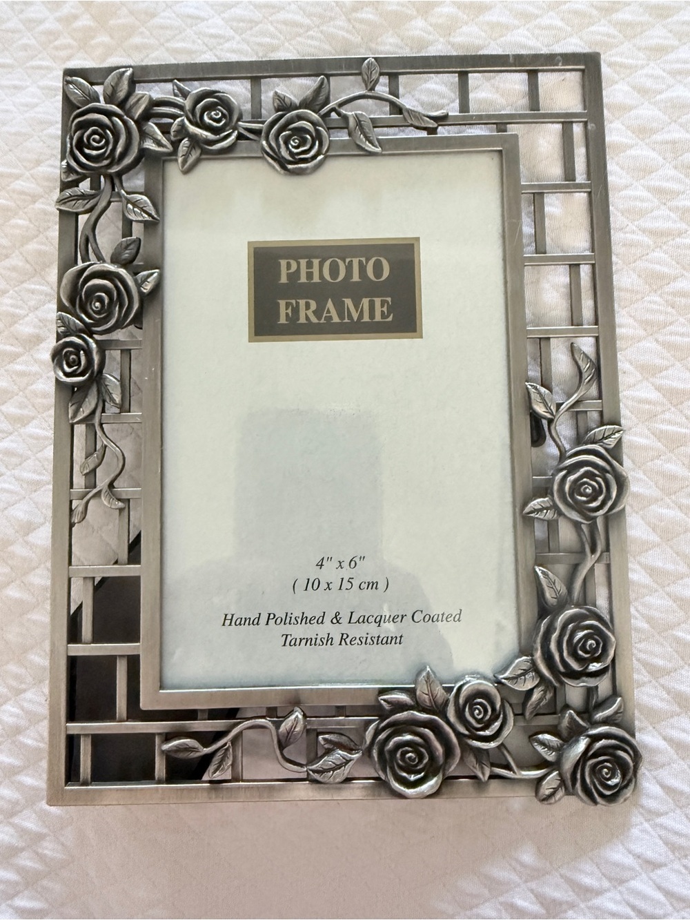 Ornate Floral Metal Photo Frame in Silver - 4 x 6